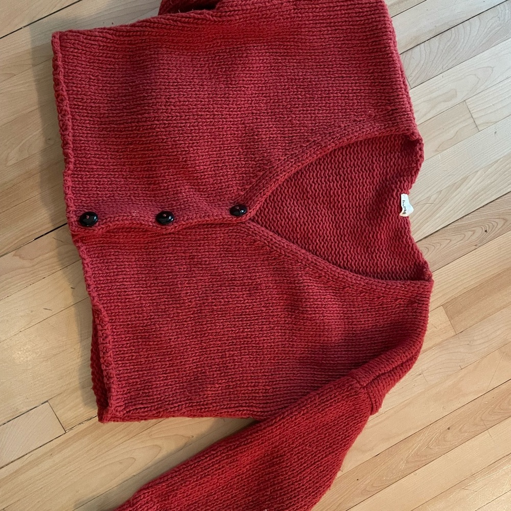 babaa coral red cardigan